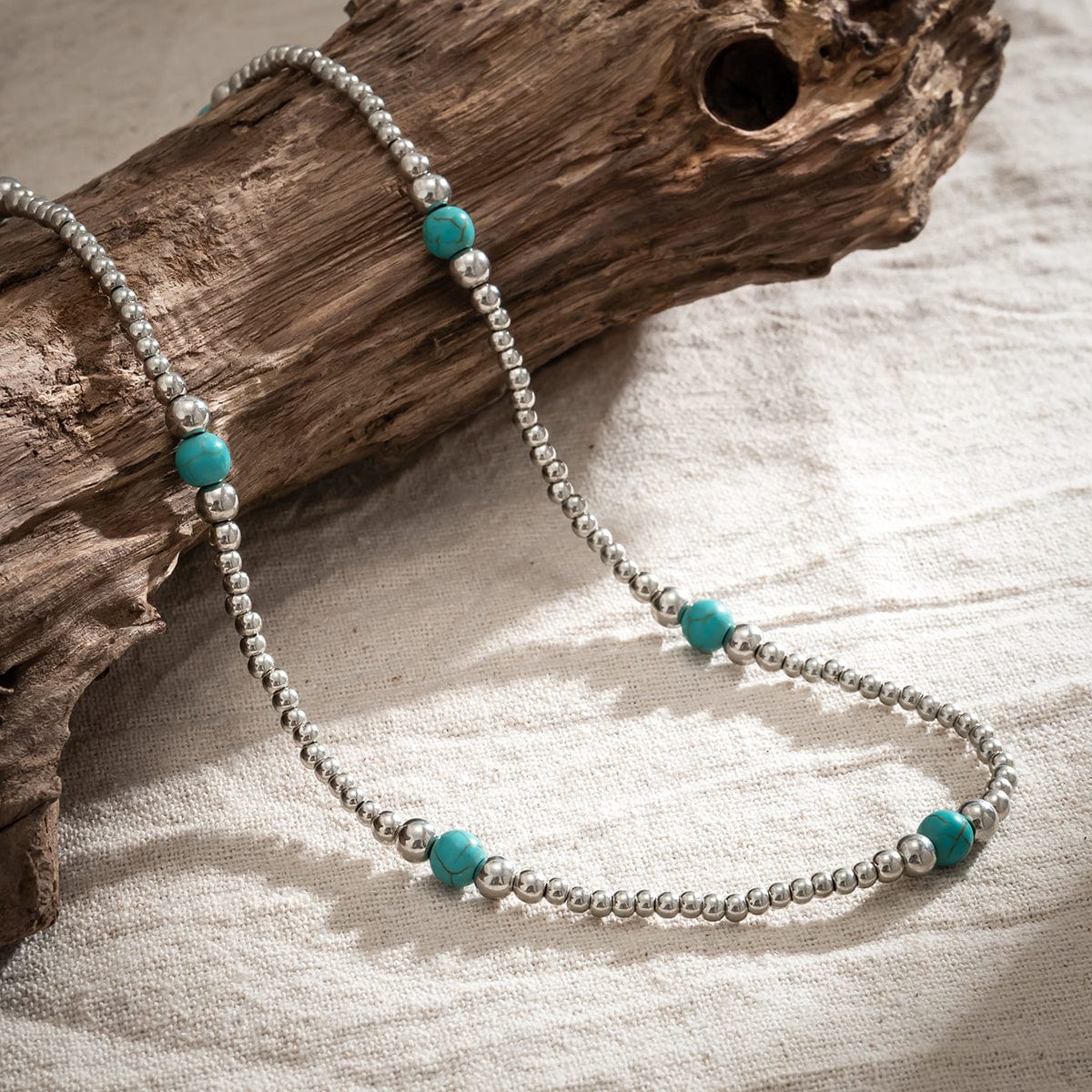 Boho Layered Turquoise Chain Necklace Set