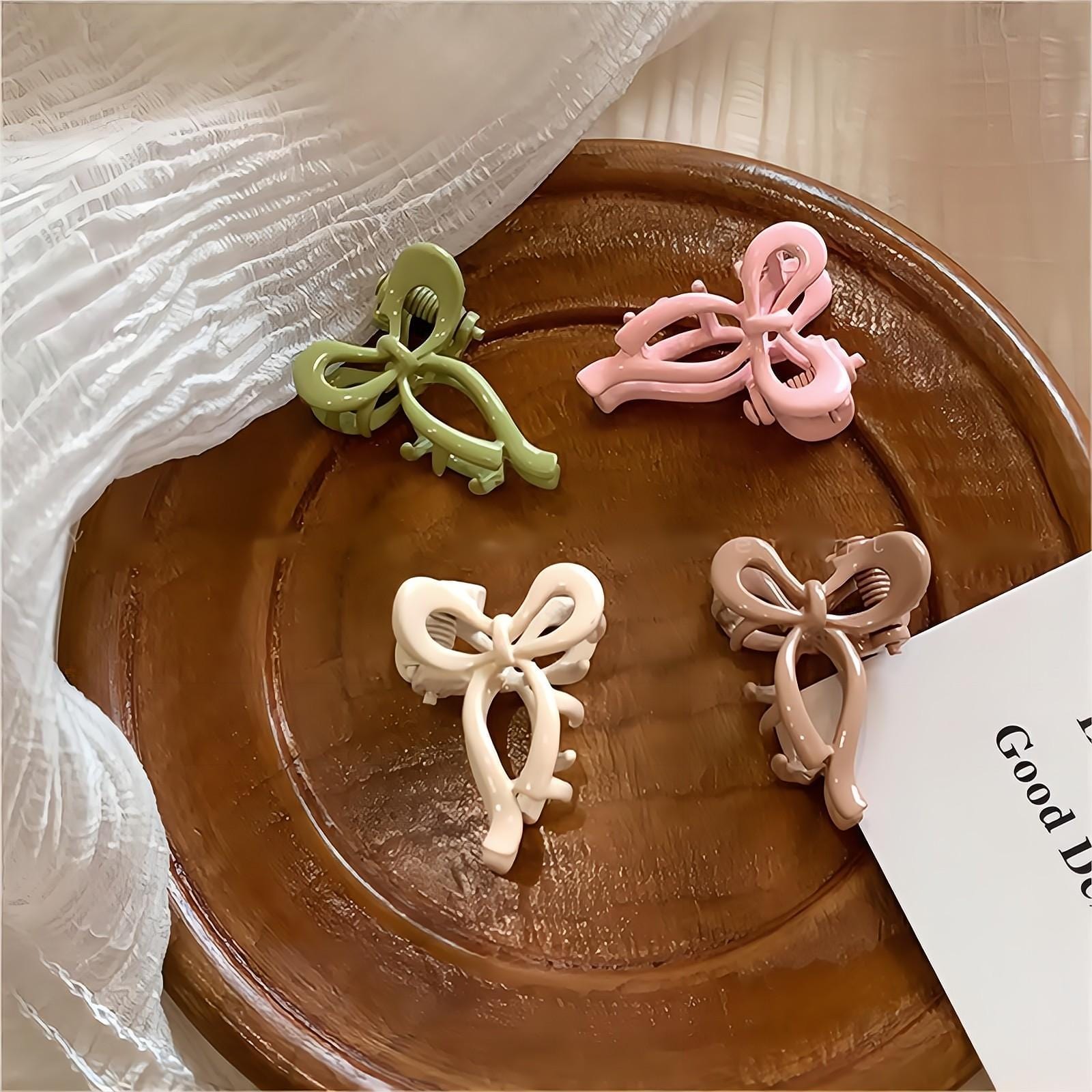 Chic 2 Pieces Enamel Ribbon Bowknot Hair Clips Set