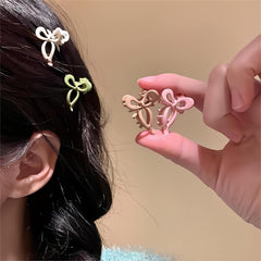 Chic 2 Pieces Enamel Ribbon Bowknot Hair Clips Set