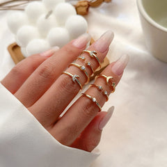 Chic 7 Pieces Moon Star Rings Set