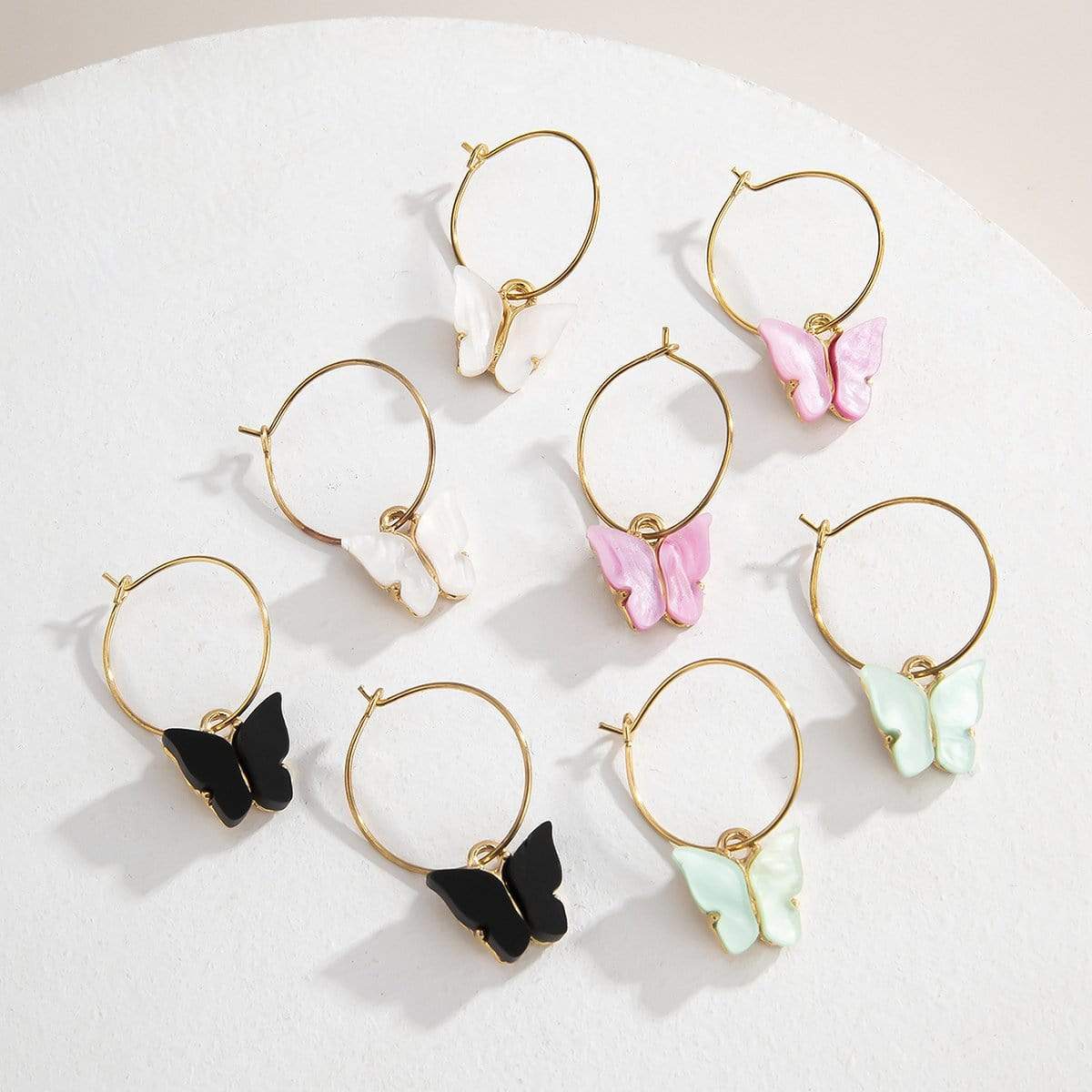 Chic Acrylic Butterfly Dangle Hoop Earrings