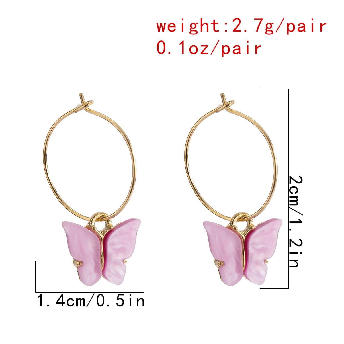 Chic Acrylic Butterfly Dangle Hoop Earrings