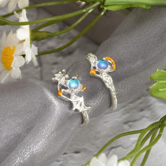 Chic Antique Angel And Devil Matching Opal Ring Set