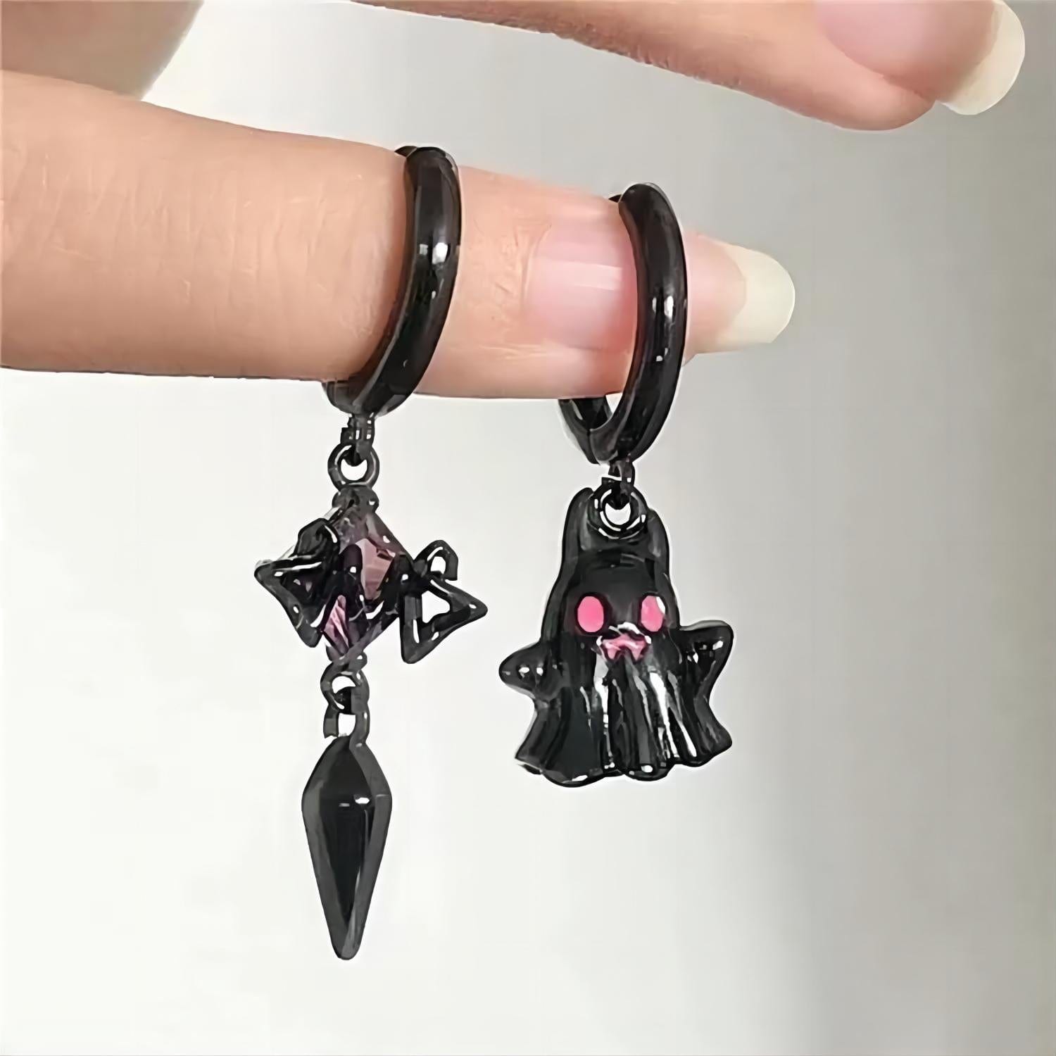 Chic Black and White Little Ghost Earrings