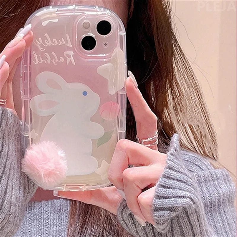 Chic Bunny Panda Plush Tail Silicone iPhone Case
