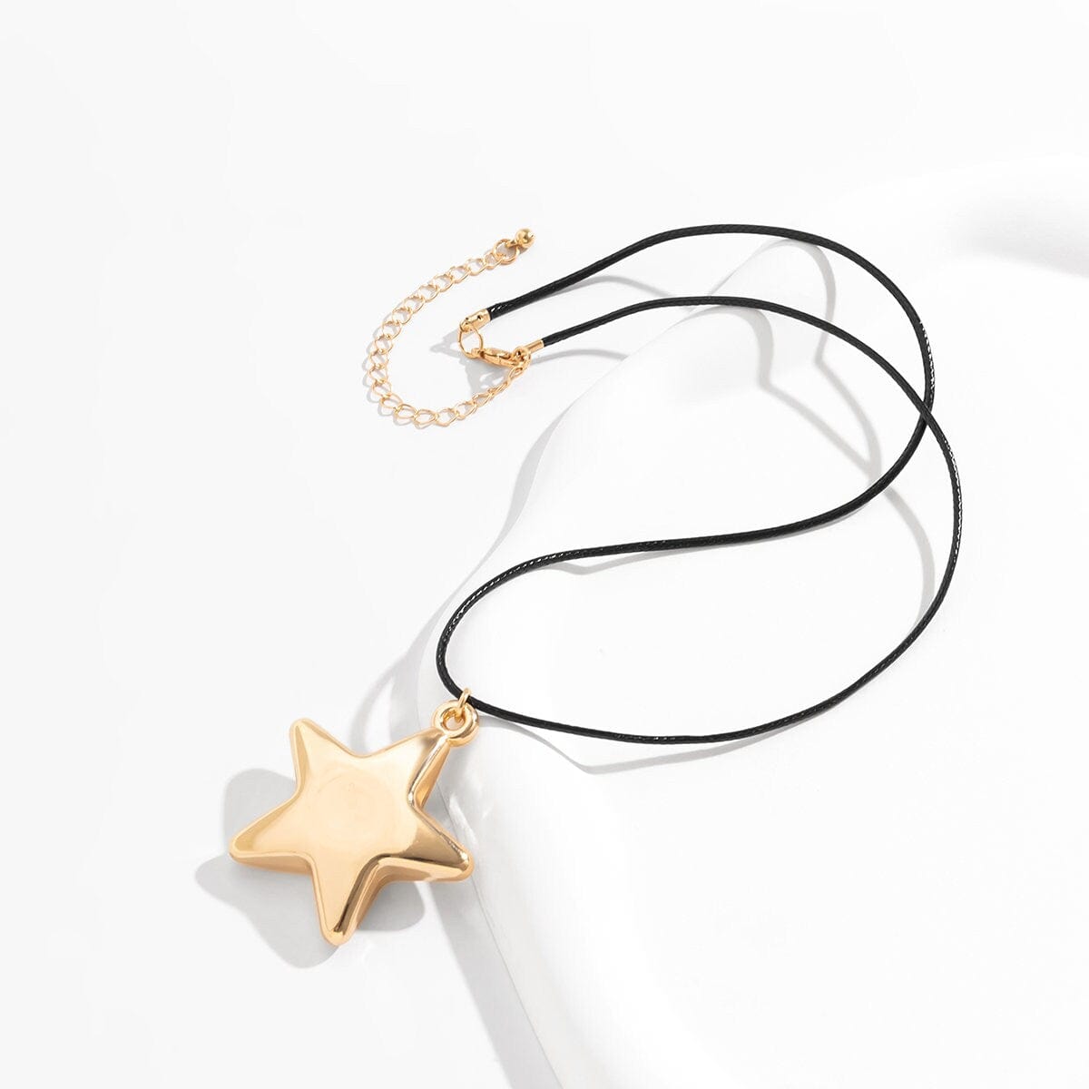 Chic Chunky Star Pendant Wax Cord Necklace