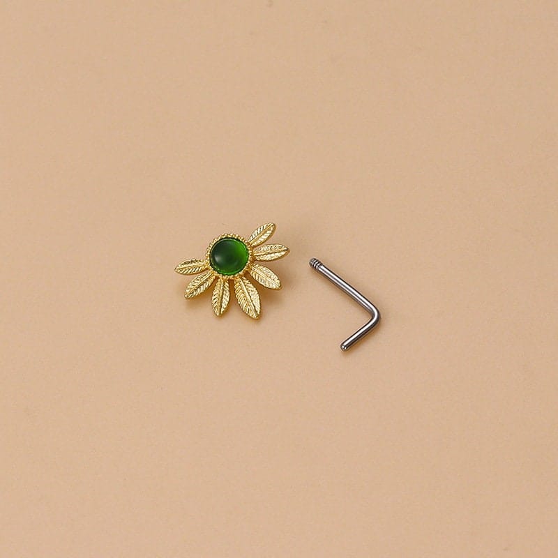 Chic Colorful CZ Inlaid Stainless Steel Floral Moon Star Nose Piercing Nose Stud