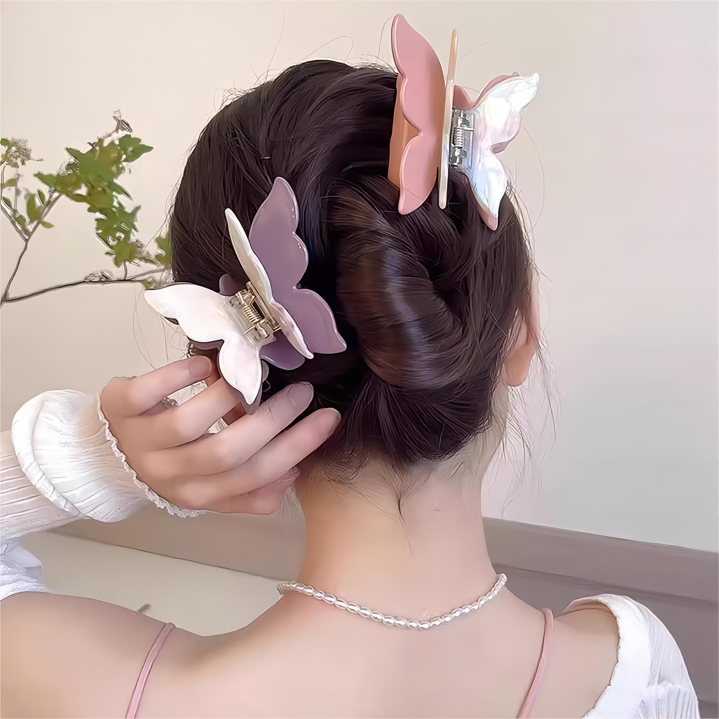 Chic Colorful Duo Butterfly Chignon Claw Clip Hair Clip