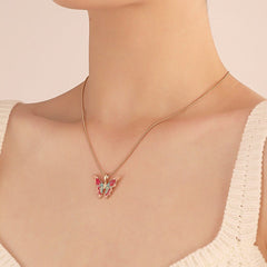 Chic Colorful Enamel Butterfly Necklace