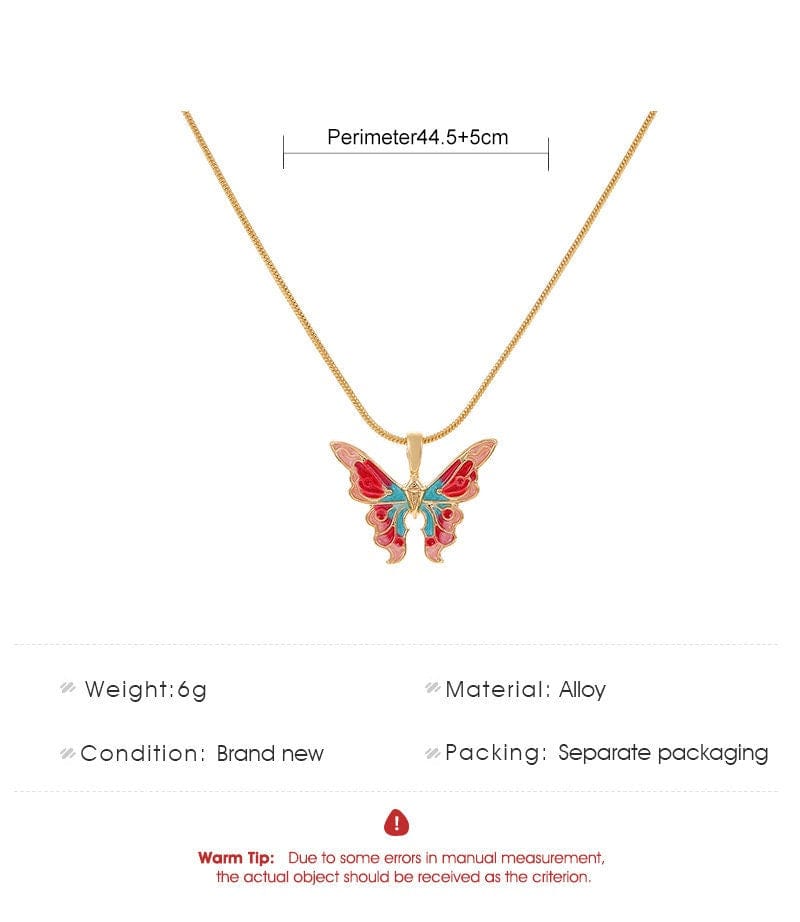 Chic Colorful Enamel Butterfly Necklace