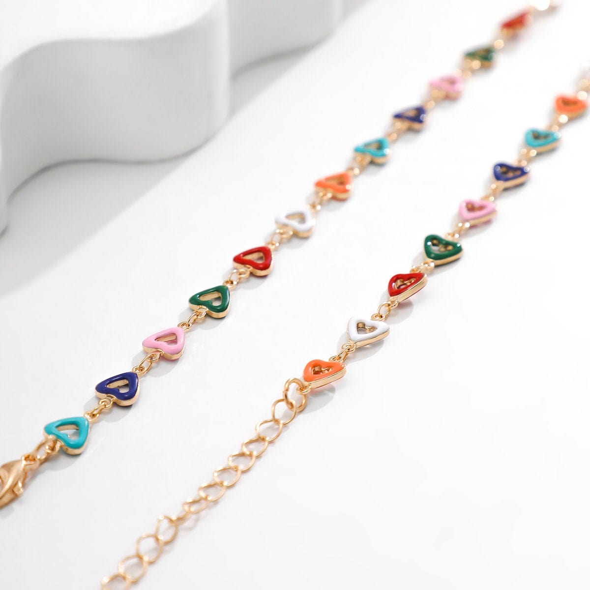 Chic Colorful Enamel Heart Charm Choker Necklace