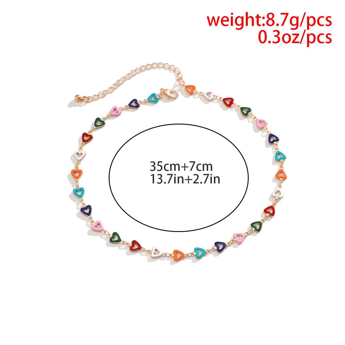 Chic Colorful Enamel Heart Charm Choker Necklace