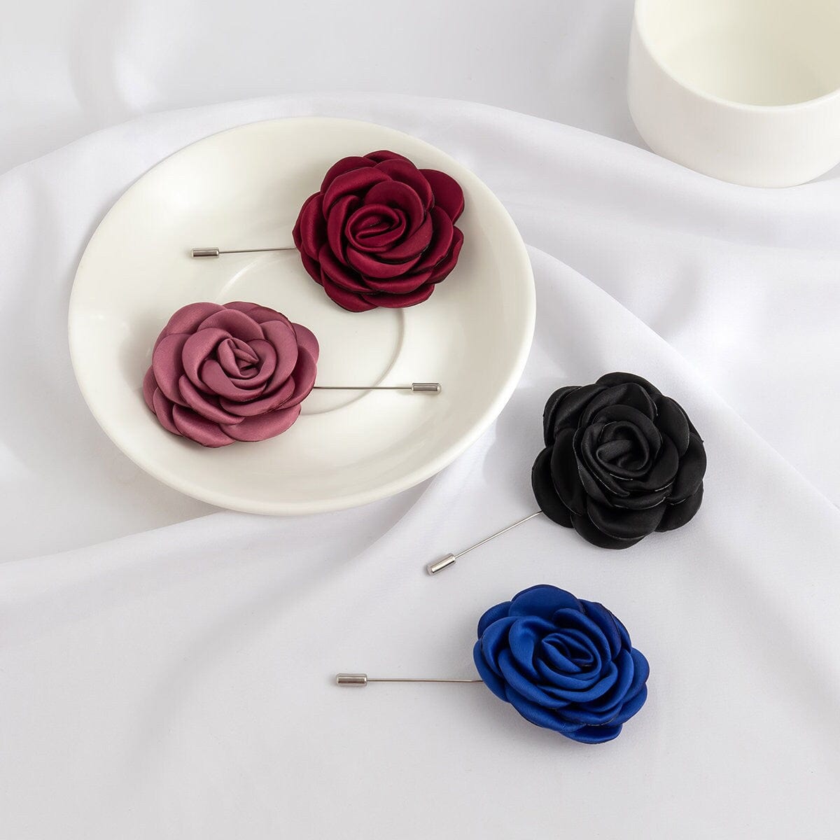 Chic Colorful Silk Flower Pin Brooch