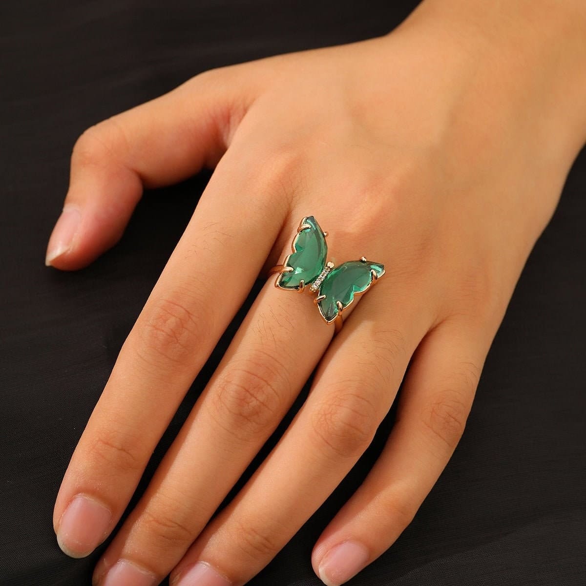 Chic Colorful Zirconia Butterfly Ring