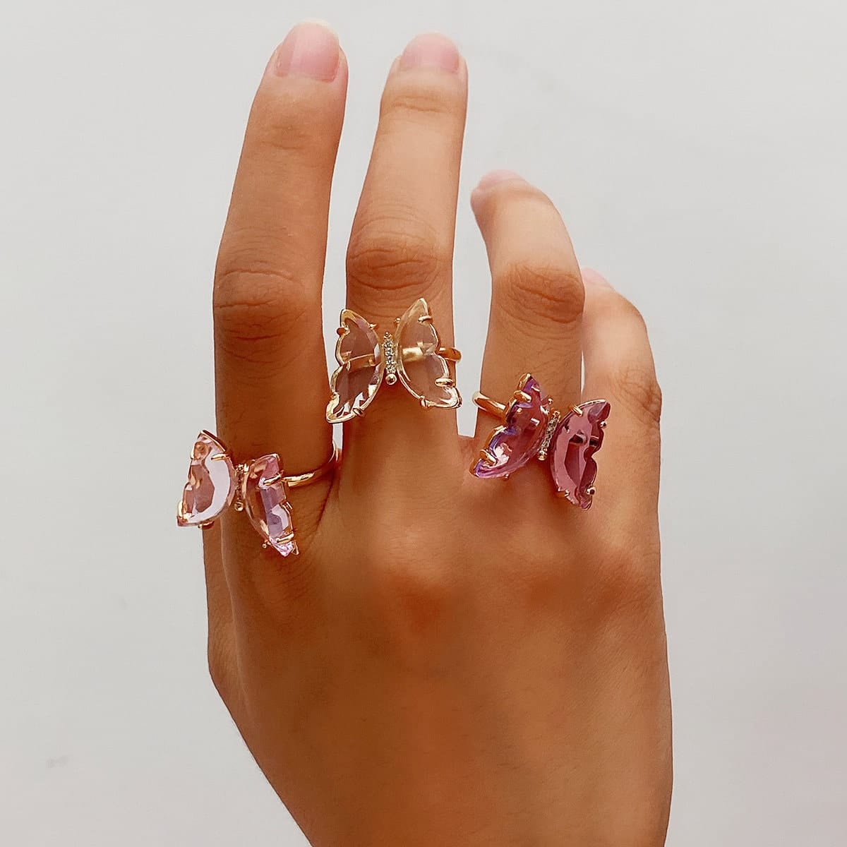 Chic Colorful Zirconia Butterfly Ring