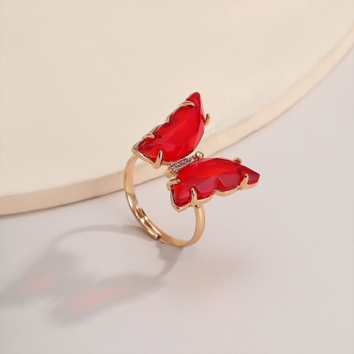 Chic Colorful Zirconia Butterfly Ring