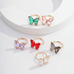 Chic Colorful Zirconia Butterfly Ring