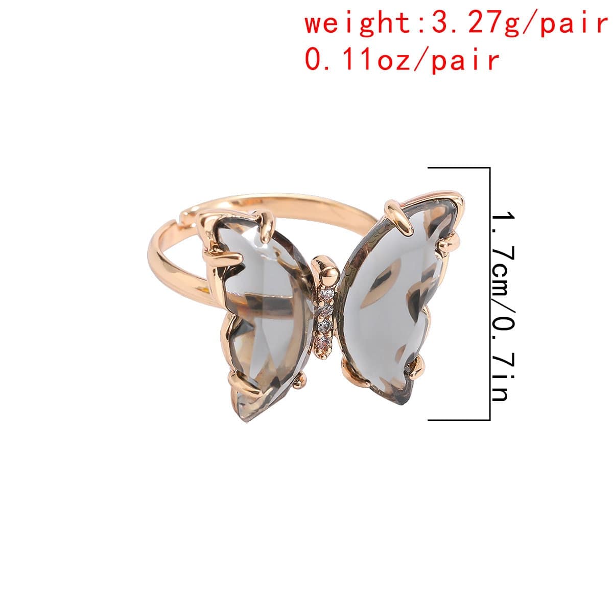 Chic Colorful Zirconia Butterfly Ring