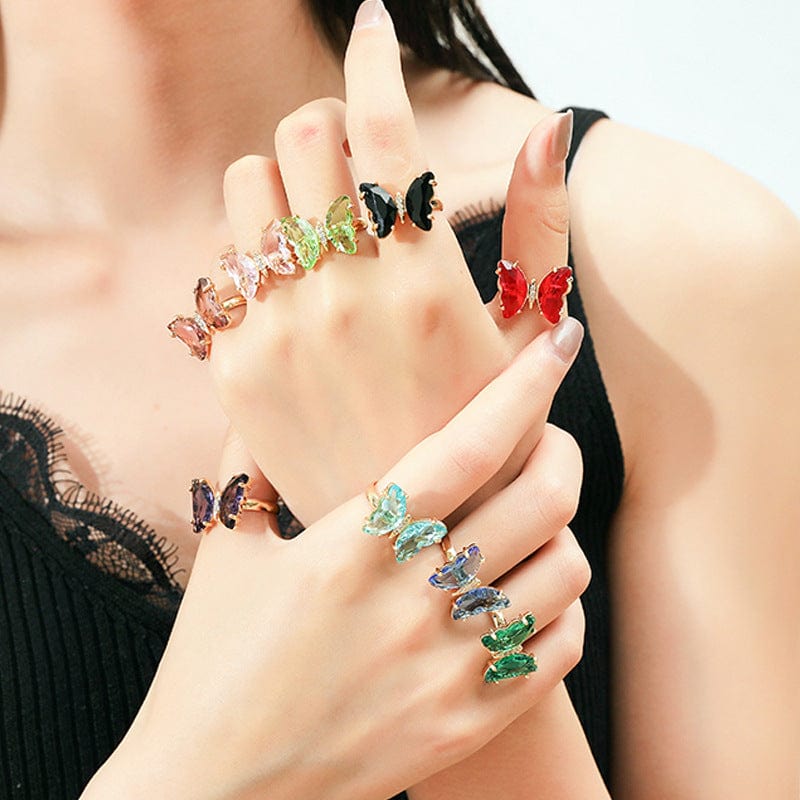 Chic Colorful Zirconia Butterfly Ring