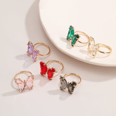 Chic Colorful Zirconia Butterfly Ring