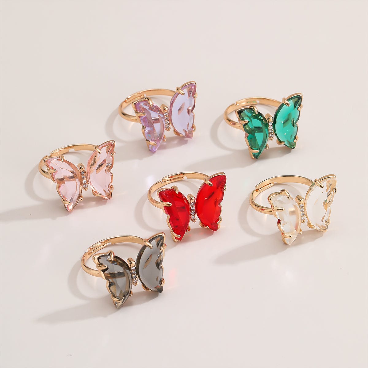 Chic Colorful Zirconia Butterfly Ring