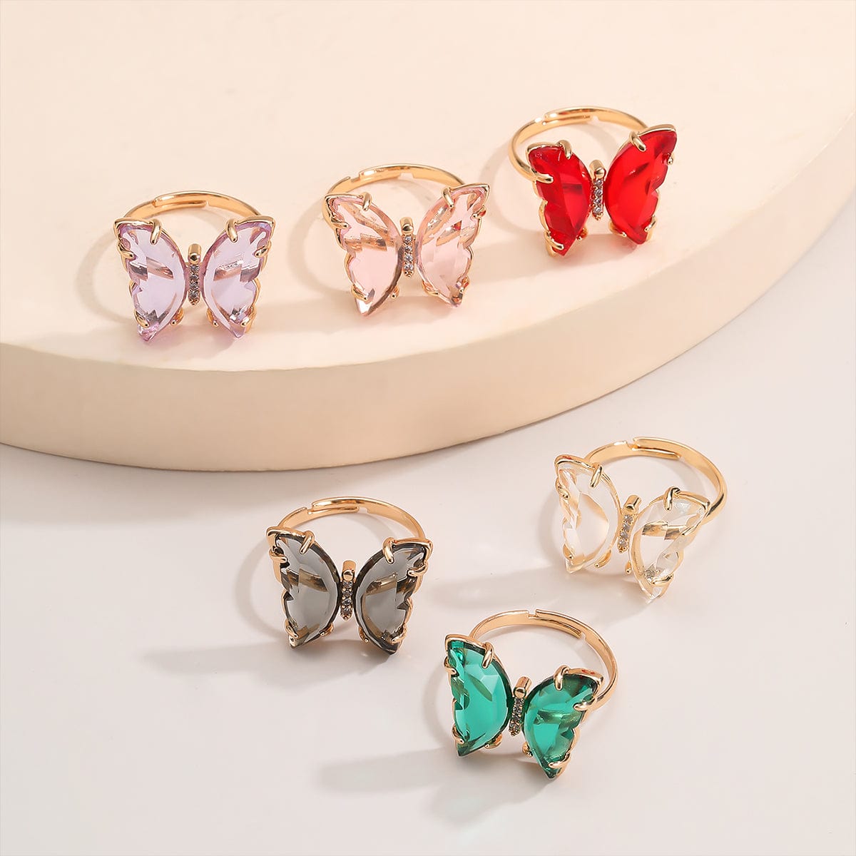 Chic Colorful Zirconia Butterfly Ring