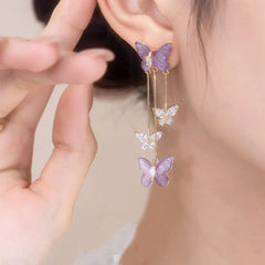 Chic Crystal Butterfly Dangle Earrings