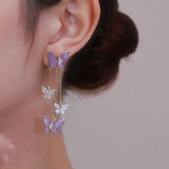 Chic Crystal Butterfly Dangle Earrings