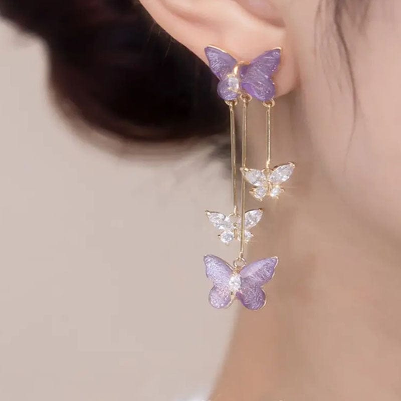 Chic Crystal Butterfly Dangle Earrings