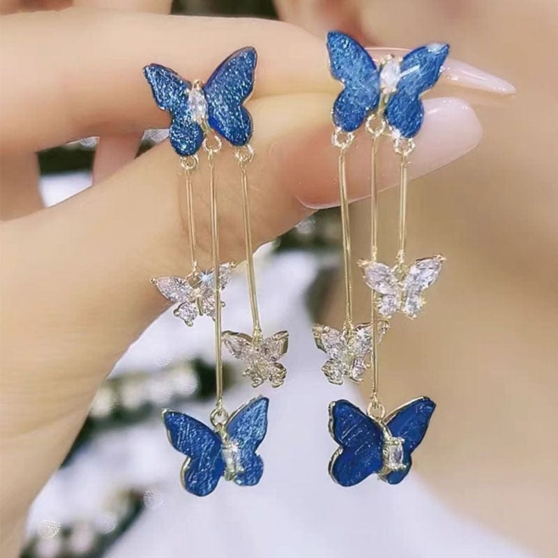 Chic Crystal Butterfly Dangle Earrings