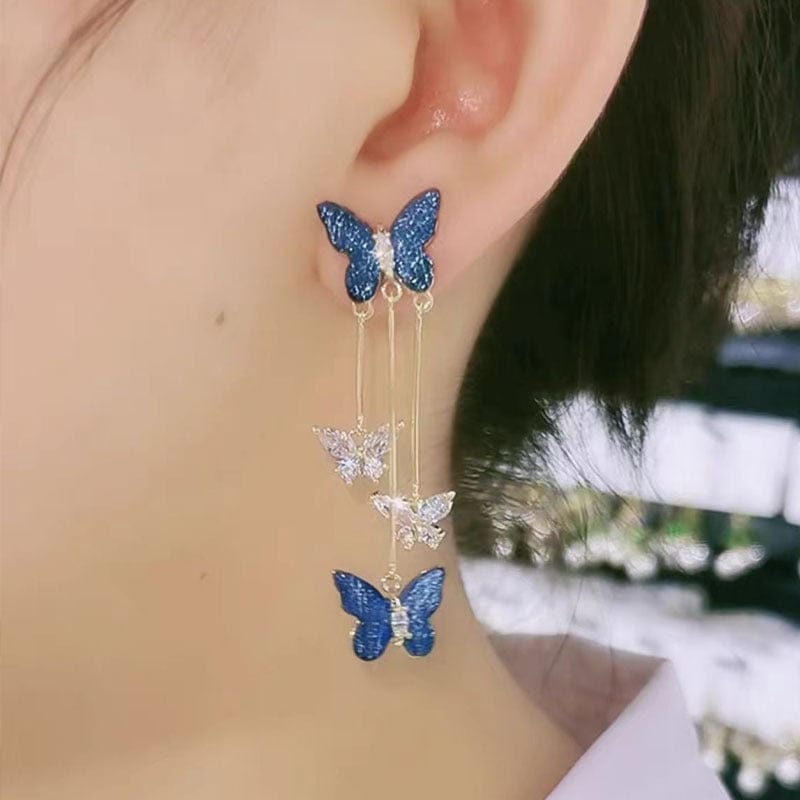 Chic Crystal Butterfly Dangle Earrings