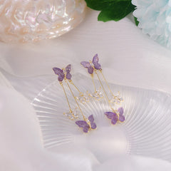 Chic Crystal Butterfly Dangle Earrings