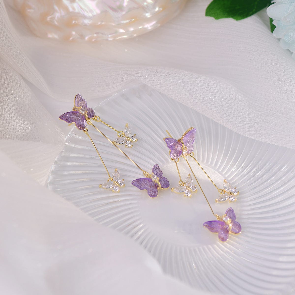 Chic Crystal Butterfly Dangle Earrings