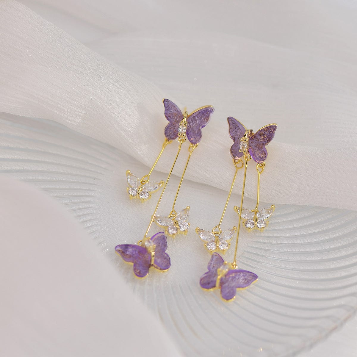 Chic Crystal Butterfly Dangle Earrings