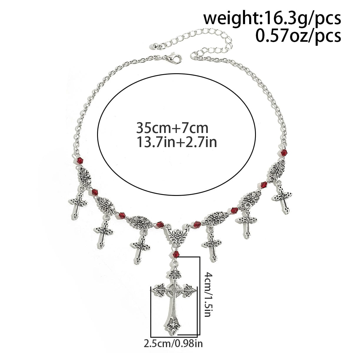 Chic Crystal Charm Antique Cross Tassel Necklace