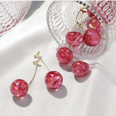 Chic Crystal Cherry Dangle Earrings