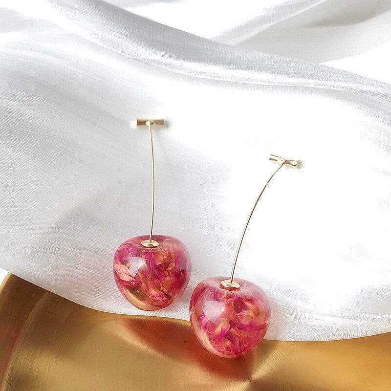 Chic Crystal Cherry Dangle Earrings