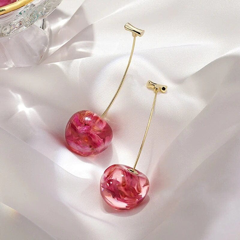 Chic Crystal Cherry Dangle Earrings