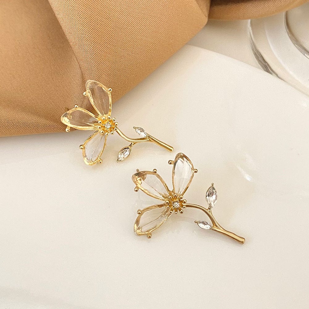 Chic Crystal Floral Dangle Earrings