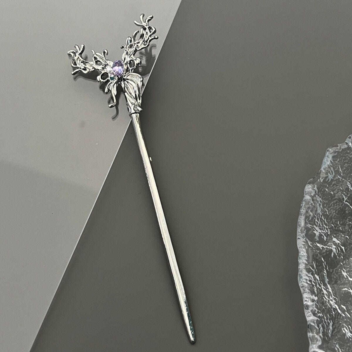 Chic Crystal Inlaid Abstract Butterfly Chignon Hair Fork Hair Pin