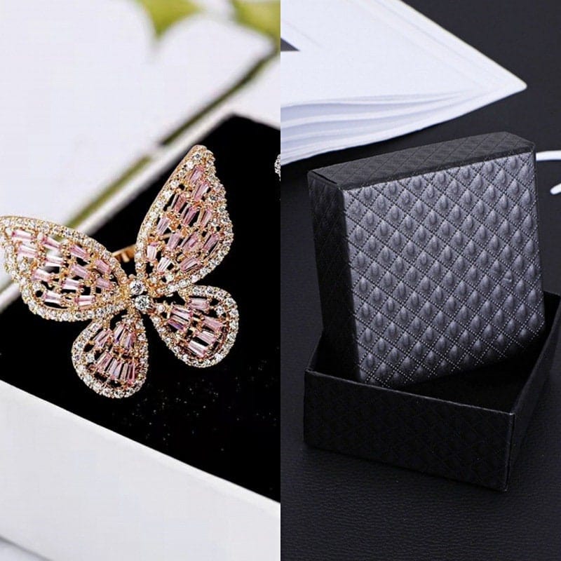 Chic CZ Inlaid Adjustable Butterfly Ring