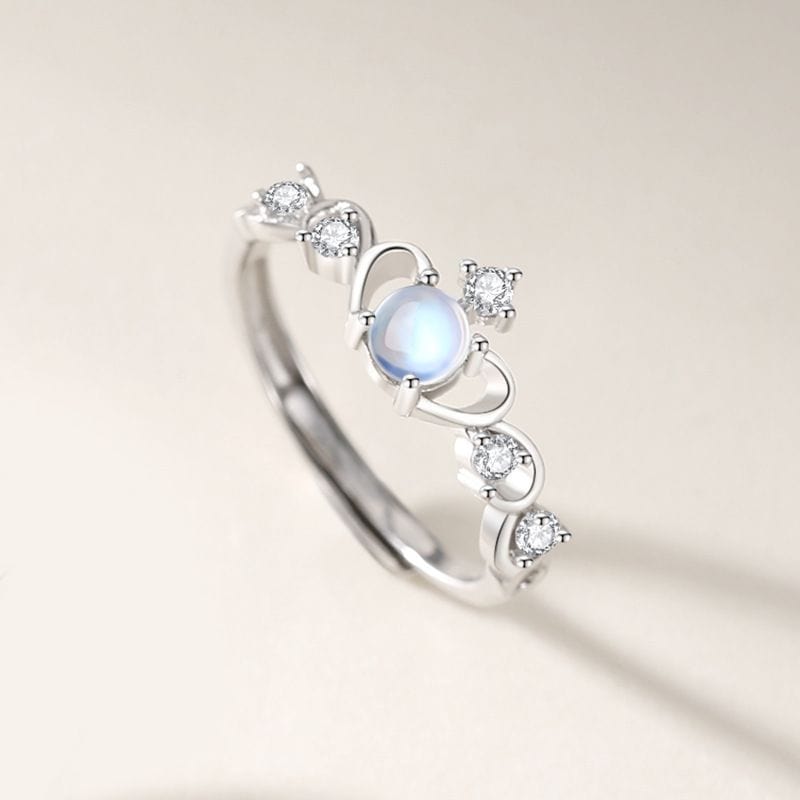 Chic CZ Inlaid Adjustable Opal Crown Matching Rings