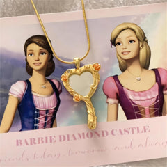 Chic CZ Inlaid Barbie Magic Mirror Necklace