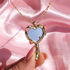 Chic CZ Inlaid Barbie Magic Mirror Necklace