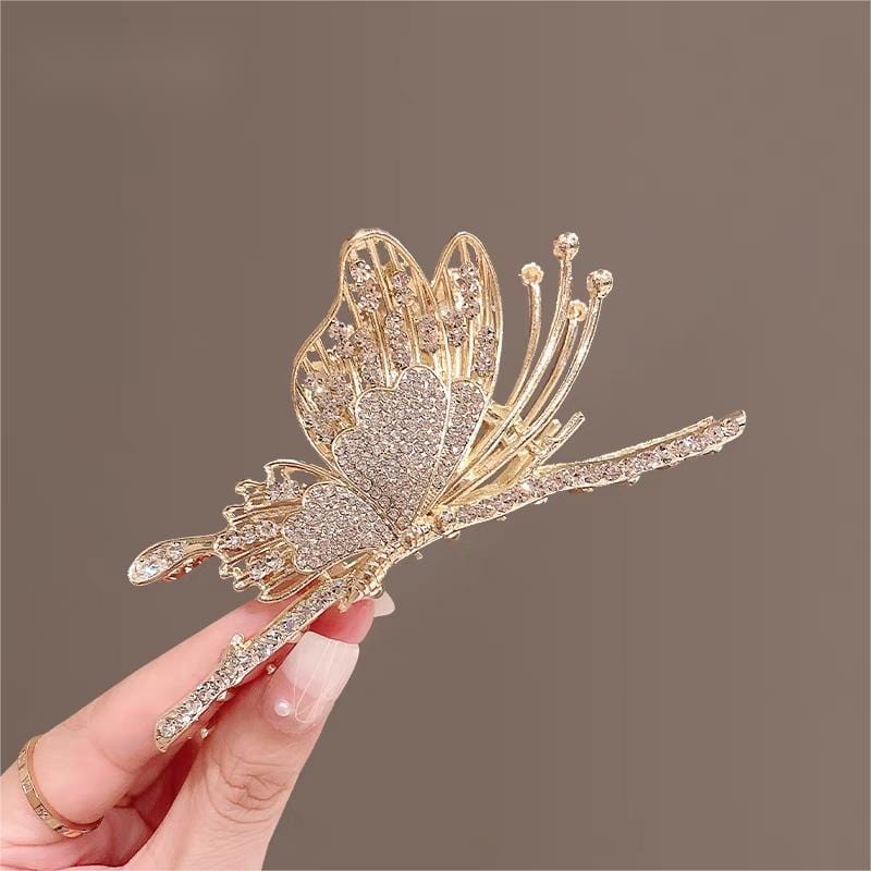 Chic CZ Inlaid Butterfly Chignon Claw Clip Hair Clip