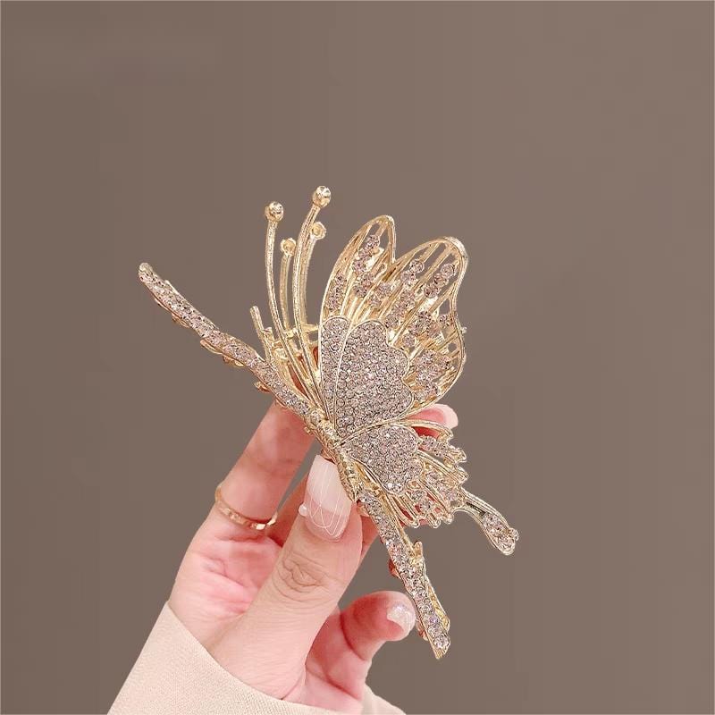 Chic CZ Inlaid Butterfly Chignon Claw Clip Hair Clip
