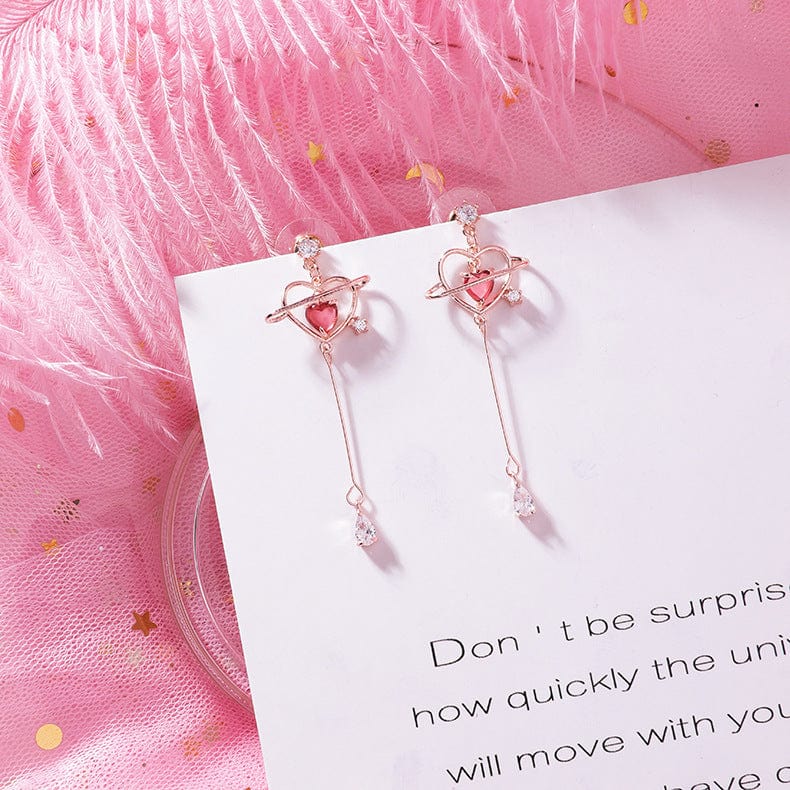 Chic CZ Inlaid Crystal Heart Dangle Earrings