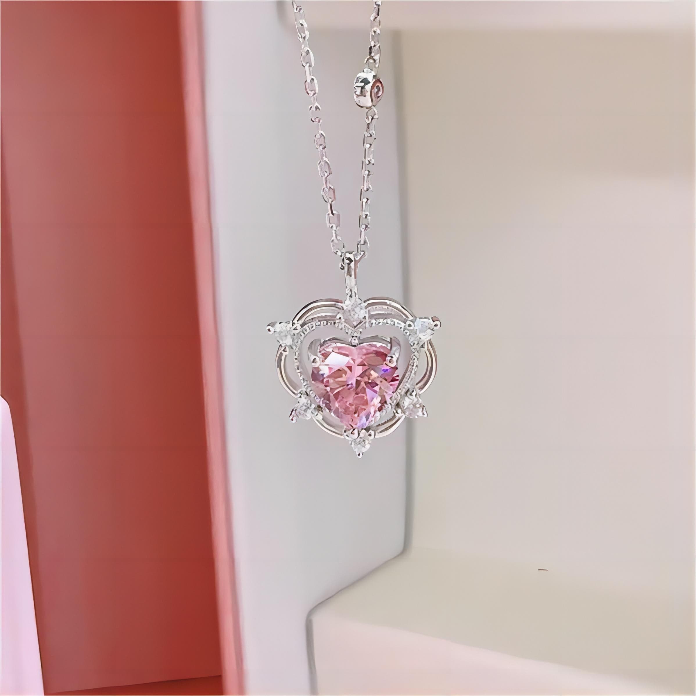 Chic CZ Inlaid Crystal Heart Necklace