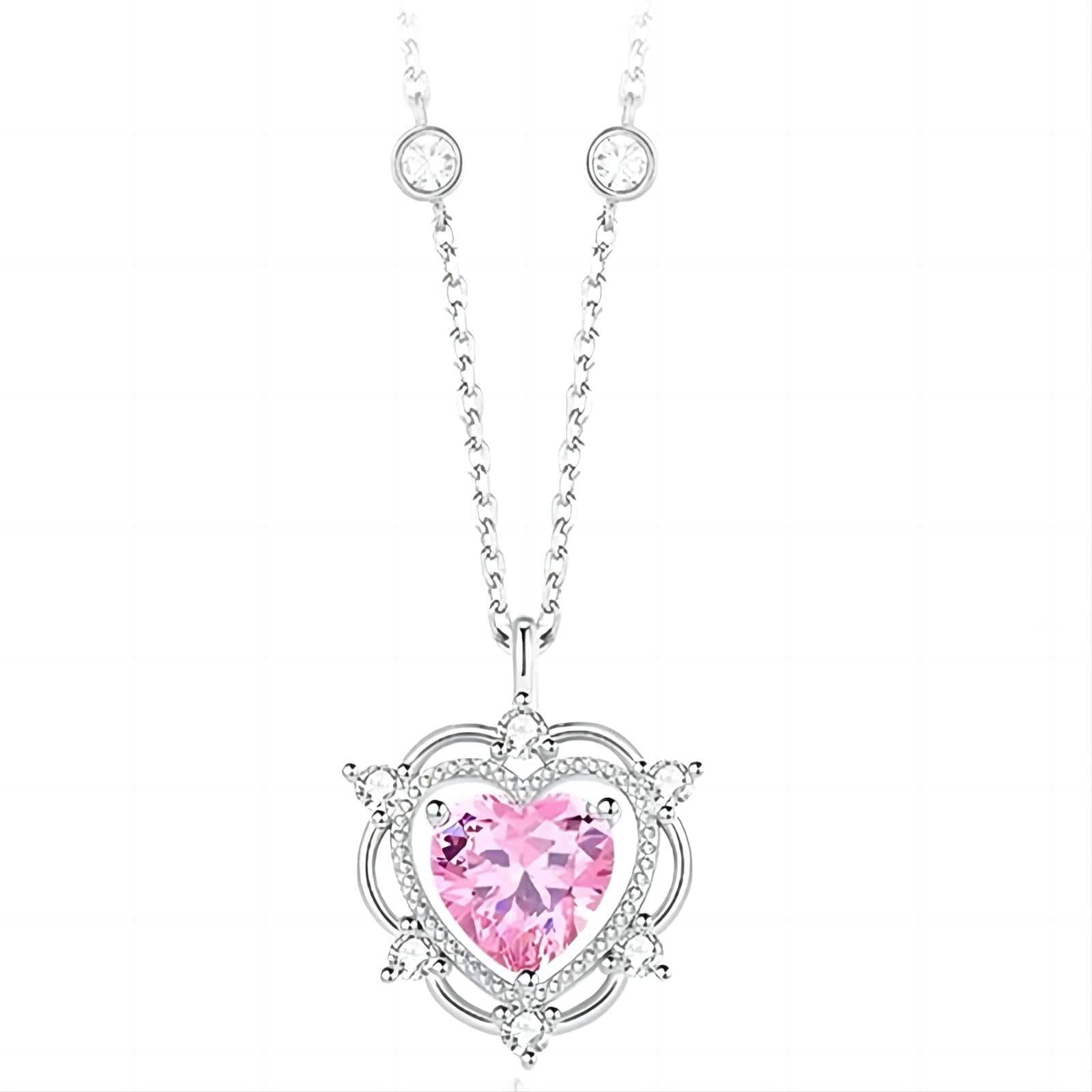 Chic CZ Inlaid Crystal Heart Necklace