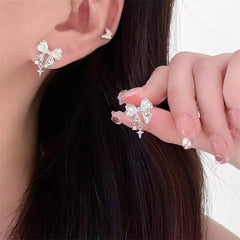 Chic CZ Inlaid Dangle Star Crystal Butterfly Bowknot Earrings